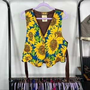 VINTAGE Henri Bendel Rag Retro Sunflower Vest
